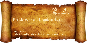 Matkovics Lamberta névjegykártya